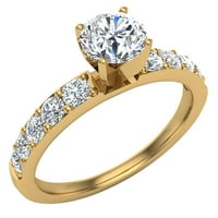 Диамантен годежен пръстен с акцент Diamond Shank 14K злато 0. CT
