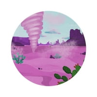 Grlpire Pink Planet Round Rug