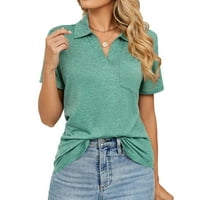 късо ръкав ежедневен популярен моден тийп върхове джобни бутон Женски тениски момичета ризи с дълъг ръкав памучна риза жени жени жени