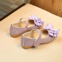 Обикновени обувки с цип момичета бляскави обувки деца момиче модна принцеса bowknot dance nubuck кожени единични обувки