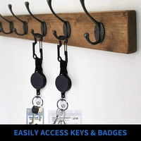 Прибиращи се държачи за значки Разрешете ключодържател, тежка идентификационна значка с значка с многотул карабинер, тактически прибиращ се ключ от ключове, стоманен кабел, опаковка