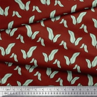 Soimoi Red Heavy Canvas Fabric Artistic Banana Leaves Print Fabric край двора