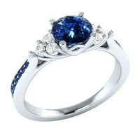 keusn четири нокти Sapphire Zircon Елегантен пръстен за кривон сапфирски бижута пръстени жени модни пълни диамант циркон пръстени за жени размер w