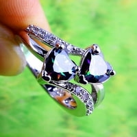 Подаръци за оценка на учителя на SHLDYBC, Пръстени за жени, жени Famale Fashion Lover Bewelry Cut Cut Rainbow & White Gemstone Ring on Clearance