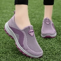 Маратонки за жени спортни плоско дъно неплъзгащи се мухата тъкани мрежести горни дишащи меки цветни блокове минималистичен стил обувки