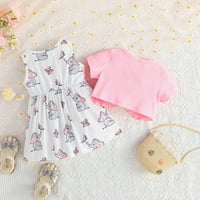 Бебешки дрехи за бебе момиче малко дете момичета с къс ръкав слон отпечатъци палта джъмпер пола рокля летни тоалети и комплект