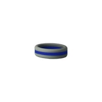 Сив и синя ивица силиконов пръстен с размер на спасител