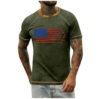 Hanas Men's Raglan тениска реколта с късо ръкав кръг за независимост на шията отпечатан топ зелен XL