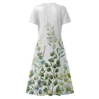 Gaiseeis женски летен ежедневен флорален принт с къс ръкав рокля бяло xxl