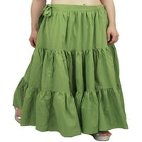 Bimba женски ежедневни носене със солидна дрехачка от памучна пола с памук- маслиново зелено