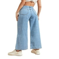 Женски панталони с широки дънки с висока талия