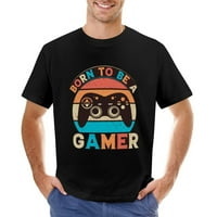 Роден да бъде геймър тениска мъжка тениска памук ежедневни кратки ръкави за подарък Tee Black M