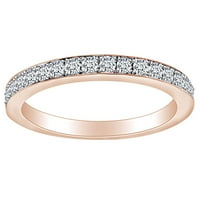 Карат кръг нарязани бял естествен диамант Половин веч на сватбена лента пръстен в 14K твърд розов златен пръстен Размер-8.5