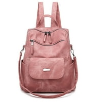 Двойна чанта за рамо за жени раница ученици от модни гимназисти от свободното време голям капацитет за пътуване с раница розово розово