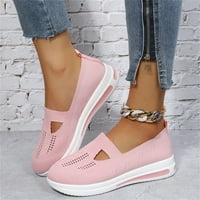 Външни ежедневни обувки за ходене за жени лофери дишащи мрежести клинове дебело дъно от свободното време обувки Неплъзнете мека подметка за работна обувка Pink Size37