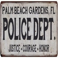 Плажни градини, FL полицейски отдел. Винтидж поглед метален знак шик декор 108240012703