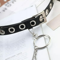 Shengshi Double Grommet Belt Pu кожена пънк естетичен колан за женски дънки дупки колани 2. Широко черно