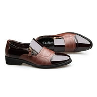 Мъжете обличани обувки удобни мокасини Pu кожени непринудени ниски обувки, обувки за обувки Официални обувки Елегантни обувки за парти, офис кафяв 48