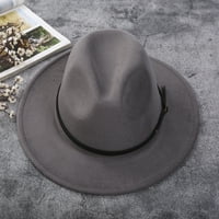 Unise Panama Hat Женски ретро широк ръб флопи панама шапка колан катарама вълна fedora шапка джаз шапка