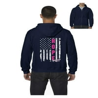 - Мъжки суичър с пълен цип пуловер, до мъже с размер 5XL - Надежда американско знаме