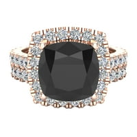 14k розово злато сватбен пръстен за жени възглавница отрязани черен диамантен ореол пръстени 3. карат