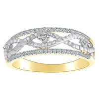 Карат кръгла форма бяла естествена диамант безкрайност вихър пръстен 10k два тона твърд жълт златен пръстен размер-7