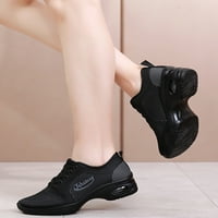 Eloshman Womens Dance Sneaker Sport Trainers Comfort Sneakers тренират леки дишащи джаз обувки Неплъзгащи се обувки Черно сиво 6.5