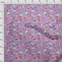 OneOone Silk Tabby Pastel Purple Fabric Flower & Leaves Watercolor Dress Mattery Fabric Print Fabric от двора e широк