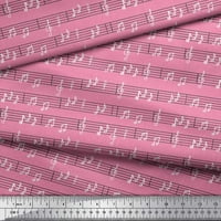 Soimoi Pink Rayon Notes Notes Musical Instrument Print Fabric край двора