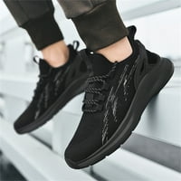 Черни апартаменти обувки Мъжки меки плоски долни леки дишащи тренировки за маратонки с маратонки с маратонки черни 8.5