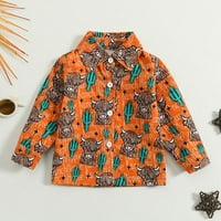 Gubotare Kids Boy's Winter Coat Printed Thish Gentleman Tops Cloths, Orange 12- месеца