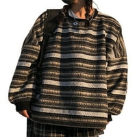 Lisenrain жени райета с големи размери пуловер с дълъг ръкав Crewneck harajuku винтидж естетически плетени пуловери