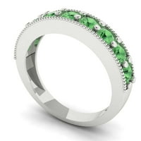 1. CT Brilliant Round Cut симулиран зелен диамант 18k бяло златна лента SZ 8.25