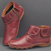 Homadles женски ботуши за глезени в продажба с нисък пета- плюс размер кръгли пръсти ботуши червен размер 6