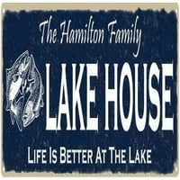 The Hamilton Family Lake House Sign Metal Fishing Cabin Decor 106180101107