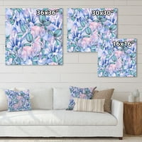 Art DesignArt Сини листа в розов христален пейзаж Традиционно платно от печат на стена.