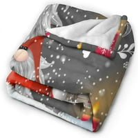 Flannel Fleece Throing Одеяла, Весела коледен гном коледни подаръци Зимна снежинка Беди одеяло за диван стол, супер мека уютна тъкан хвърля 50 x40
