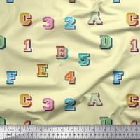 Soimoi Cotton Voile Fabric Numbers & Alphabets Text Printed Fabric Yard Wide