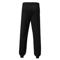 Мъжки панталони Labakihah Men's Men's Told Color Casual Sports Pants Zipper Pocket Color Съвпадащи панталони Черни