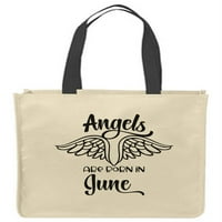Платно тотални чанти Ангелите се раждат през юни крила Небесен рожден ден Месец лято лято многократно пазаруване Смешни подаръчни чанти