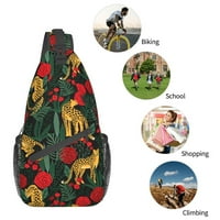 Леопарди и рози раница гърди чанта за прашка кръстосано рамо чанта за ден за туризъм за пътуване жени мъже
