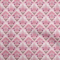 OneOone Cotton Poplin Twill Pink Fabric Asian Block Floral Craft Projects Decor Fabric Отпечатано от двора