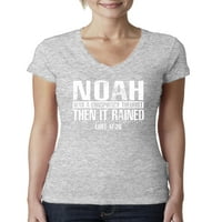 Wild Bobby Noah беше конспиративен теоретик вдъхновяващи християнски жени младши приспособени тениски с V-образно деколте, Хедър Грей, X-голям