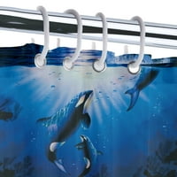 Синя океанска завеса за баня, баня за душ завеса душ завеса водоустойчива мана устойчива декоративна душ завеса куки деца комплект за душ завеса l-180*