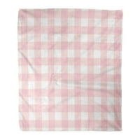 Фланелен хвърляне на одеяло червено проверка Pastel Pink Plaid Pattern Printing Gingham checkered модел сладък пикник лек уютен плюшен пухкав топъл размит мек