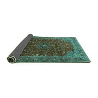 Ahgly Company Indoor Round Персийски тюркоазени сини традиционни килими, 3 'кръг
