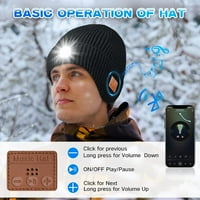 Bluetooth Beanie с леки, Peatop вградени безжични слушалки с LED светлина - зимна къмпинг Bluetooth шапка със светлина