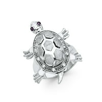 Бижута от Lu Sterling Silver Round Pave Cubic Zirconia CZ Fashion Turtle Fashion Anniversary Ring Size 5