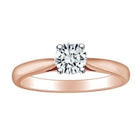 Карат кръгла форма бяла естествена диамантена пасианска годежа сватбен пръстен 14k твърд розов златен пръстен Размер-6