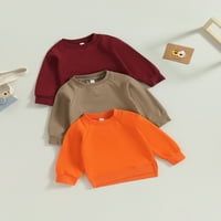 Mubineo Toddler Boys Момичета суичъри с дълъг ръкав кръгла шия солиден цвят пуловер върхове есенни бебешки дрехи